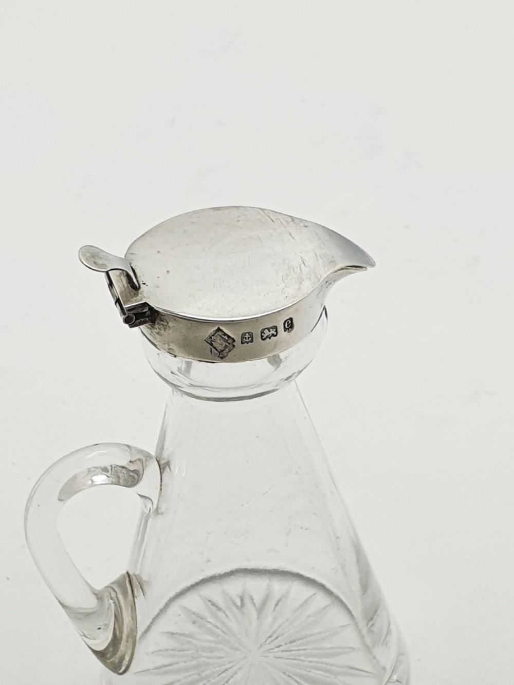 Nice Antique Edwardian Sterling Silver Mounted Glass Whisky Noggin - 1904 View VII