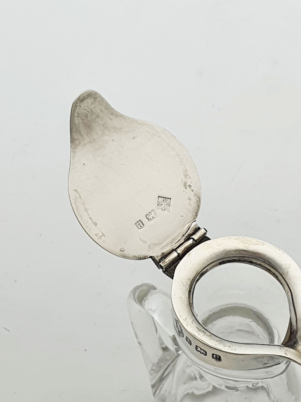 Nice Antique Edwardian Sterling Silver Mounted Glass Whisky Noggin - 1904 View VIII