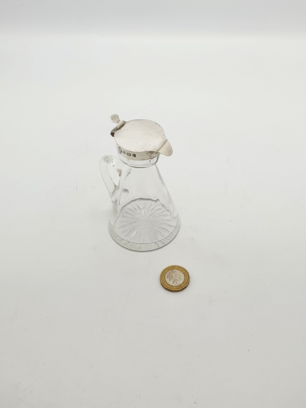 Nice Antique Edwardian Sterling Silver Mounted Glass Whisky Noggin - 1904 View IX