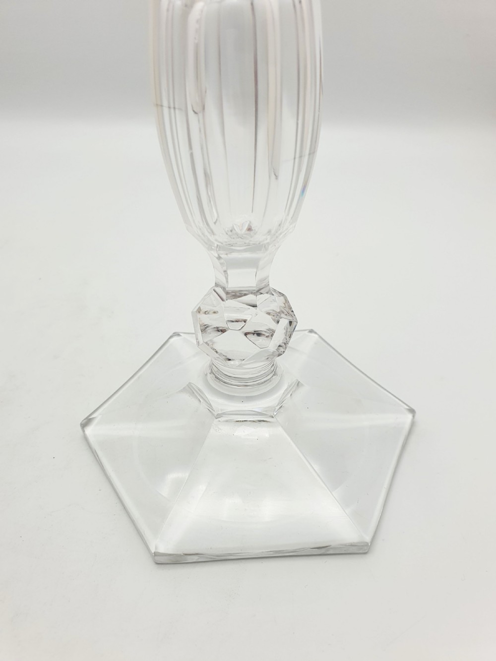 Gorgeous Pair of Antique Clear Cut Crystal Candlesticks  – circa 1920 View IX