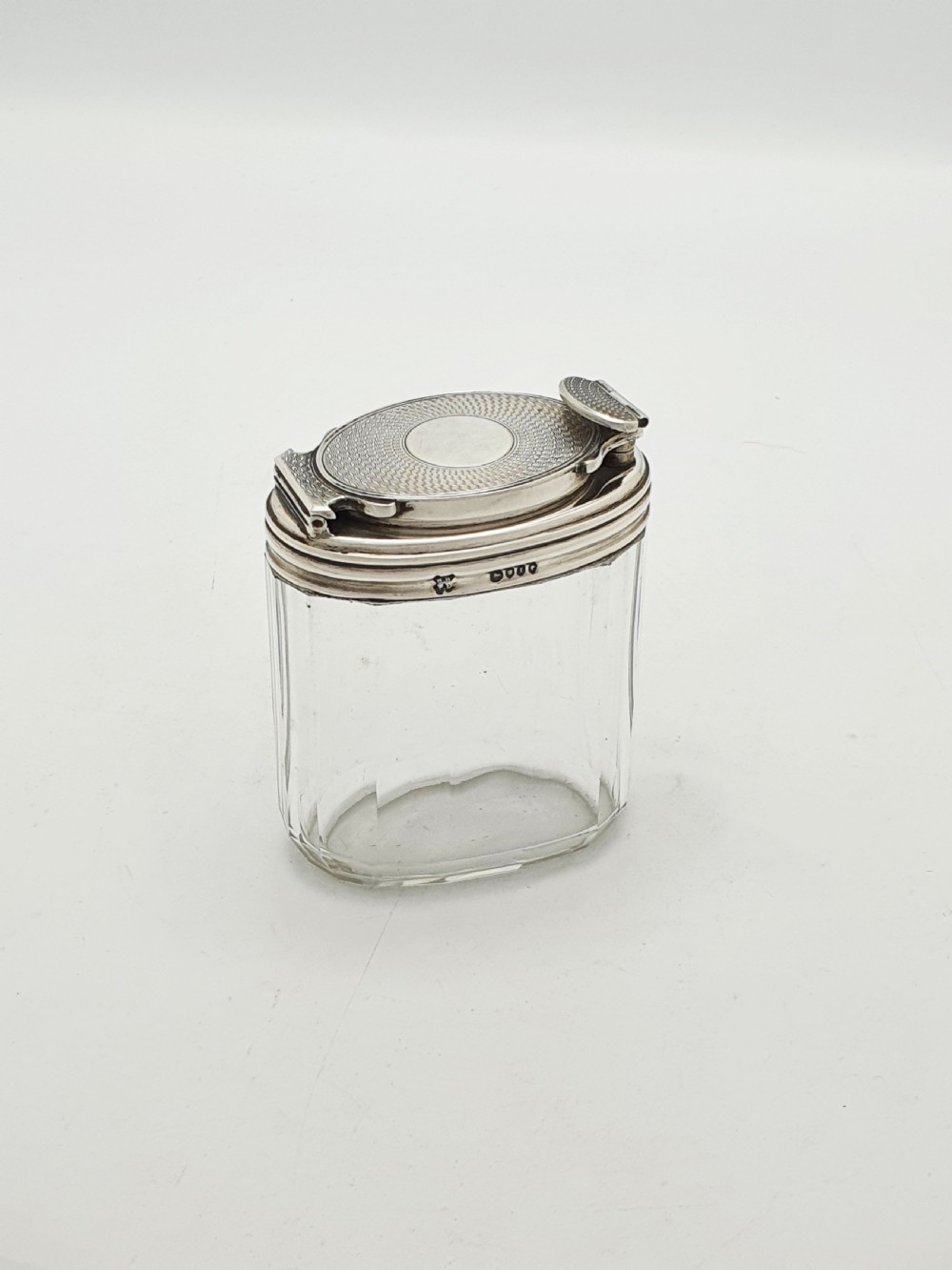 Antique Victorian Sterling Silver Mounted Glass Travelling Jar – London, 1866