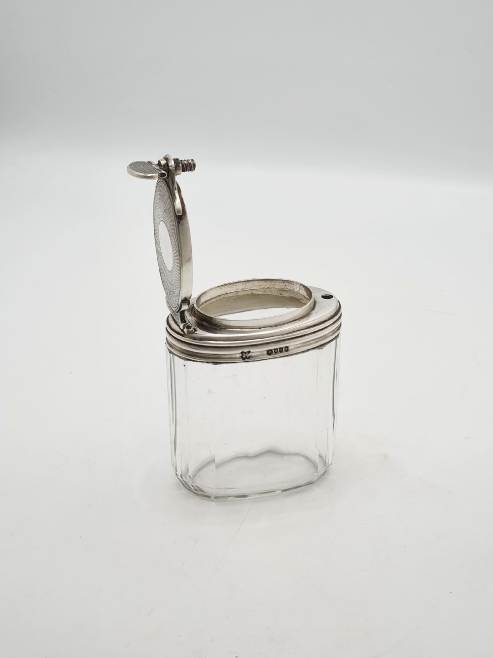 Antique Victorian Sterling Silver Mounted Glass Travelling Jar – London, 1866 View II