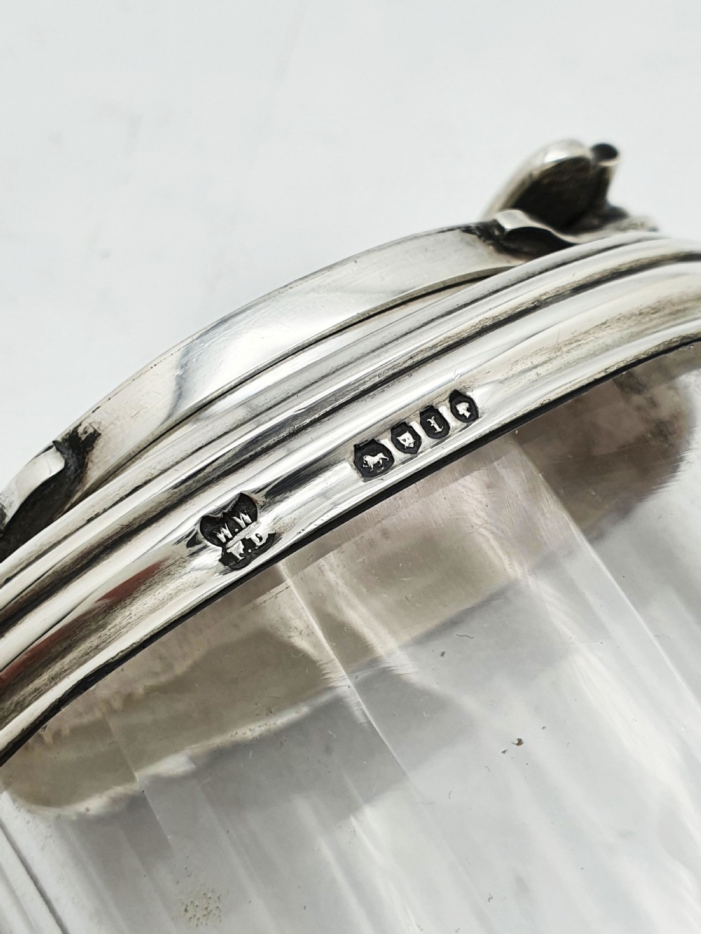 Antique Victorian Sterling Silver Mounted Glass Travelling Jar – London, 1866 View V