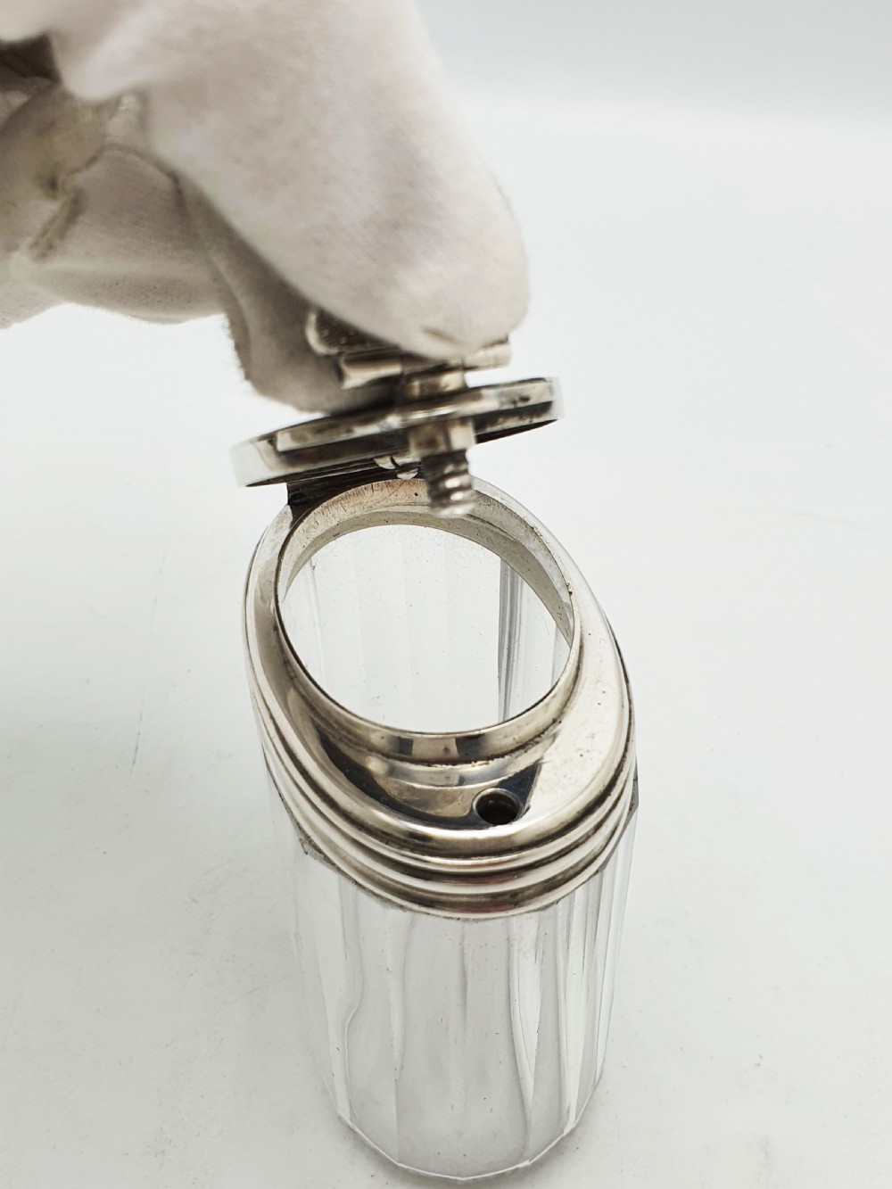 Antique Victorian Sterling Silver Mounted Glass Travelling Jar – London, 1866 View XI