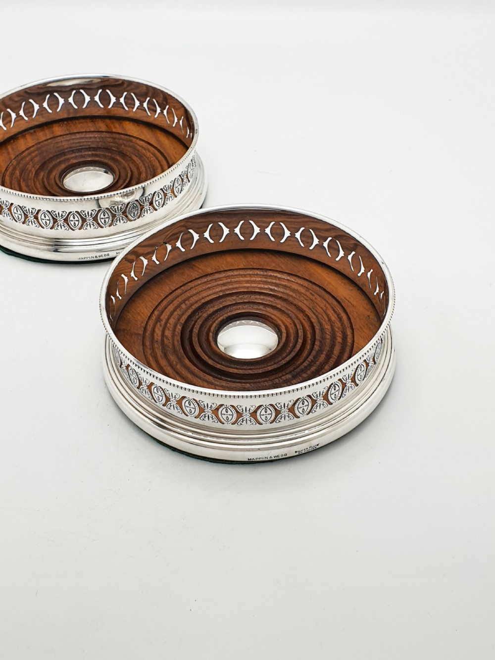 Pair of Antique Mappin & Webb Silver Plated Bottle Coasters – circa 1920 View II