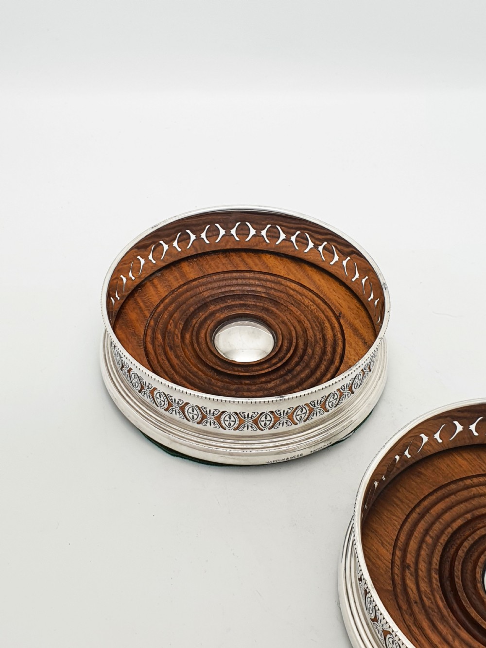 Pair of Antique Mappin & Webb Silver Plated Bottle Coasters – circa 1920 View III
