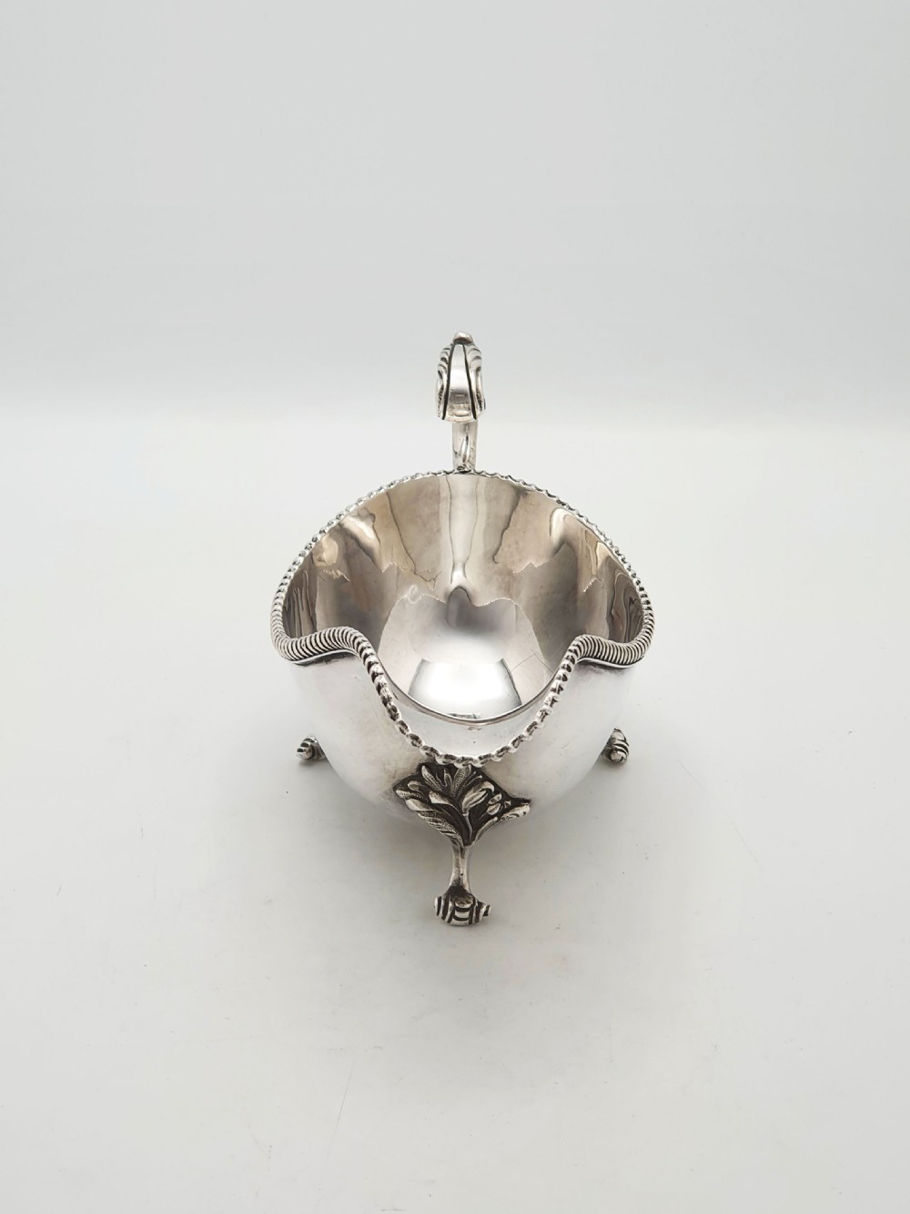 Pair of Antique Silver Plate Sauce Boats with Ornamental Leaf Detailing – circa 1920  View VI