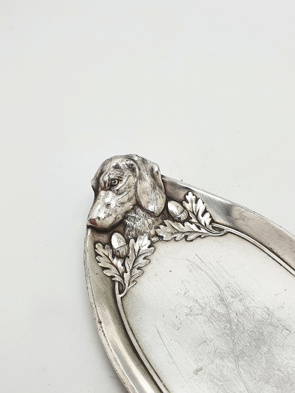 Lovely WMF Art Nouveau Pewter Dog Head Serving Tray – circa 1900 View II