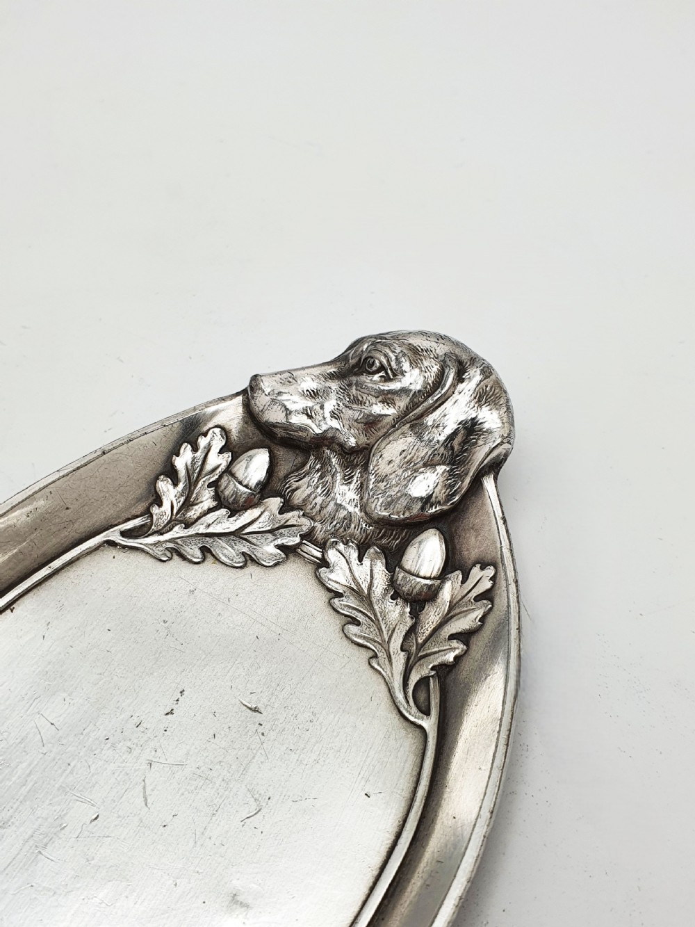 Lovely WMF Art Nouveau Pewter Dog Head Serving Tray – circa 1900 View VI