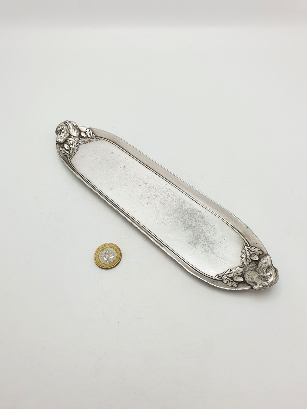 Lovely WMF Art Nouveau Pewter Dog Head Serving Tray – circa 1900 View X