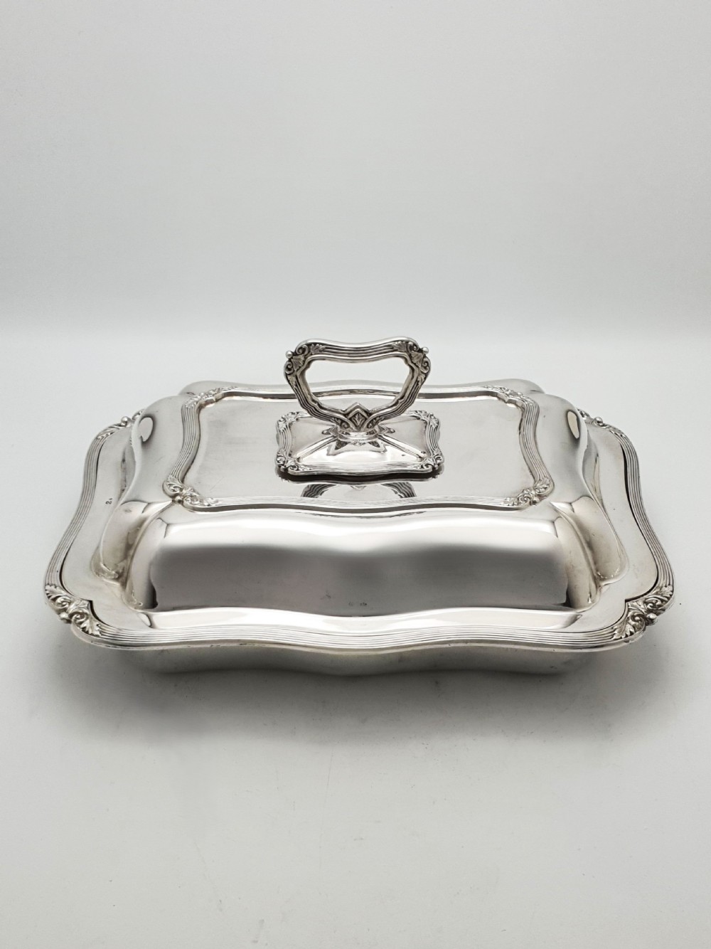 Pair of Fabulous Antique Edwardian Entrée Dishes with Rococo Borders – circa 1905 View VI