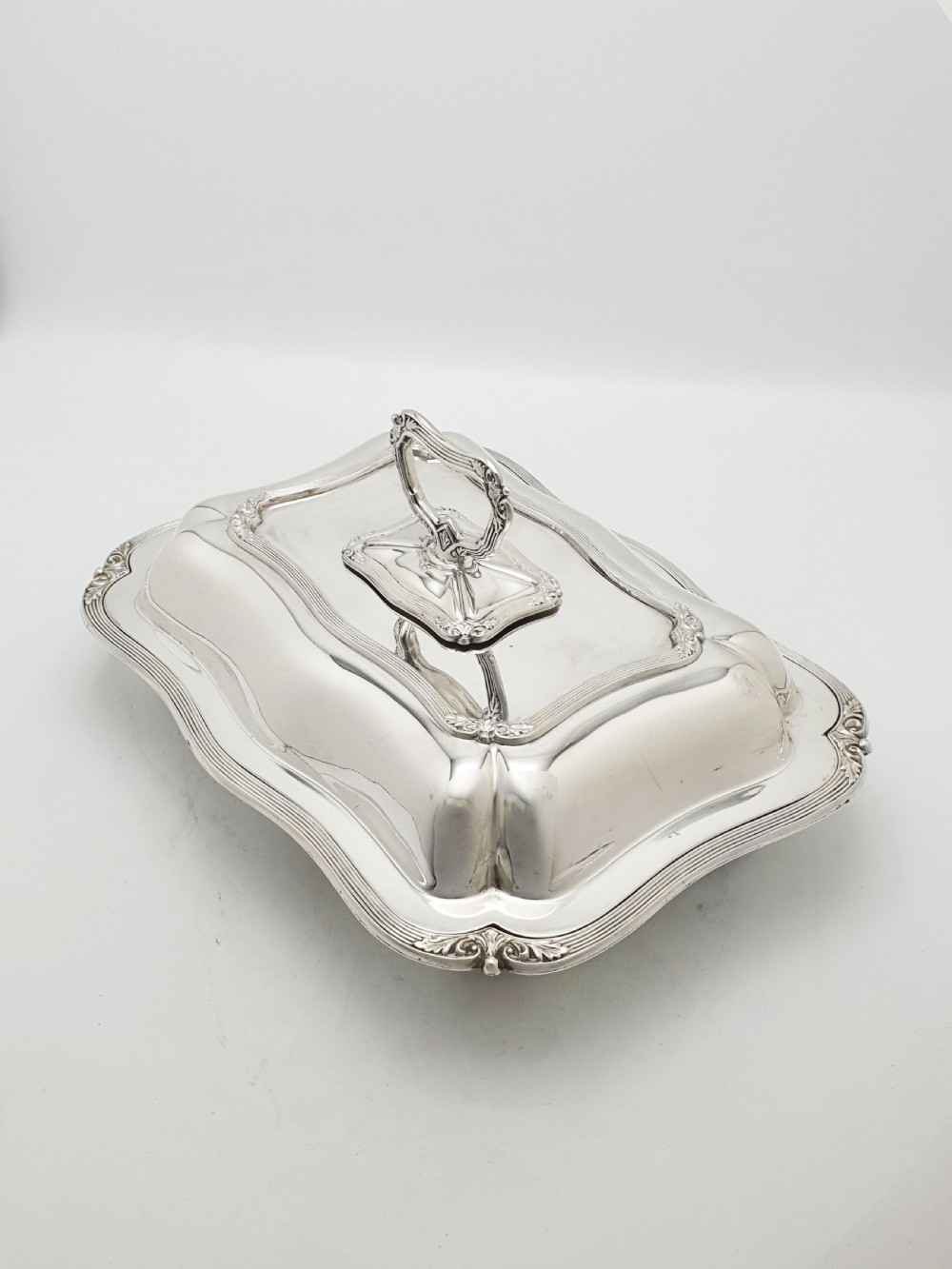 Pair of Fabulous Antique Edwardian Entrée Dishes with Rococo Borders – circa 1905 View VIII