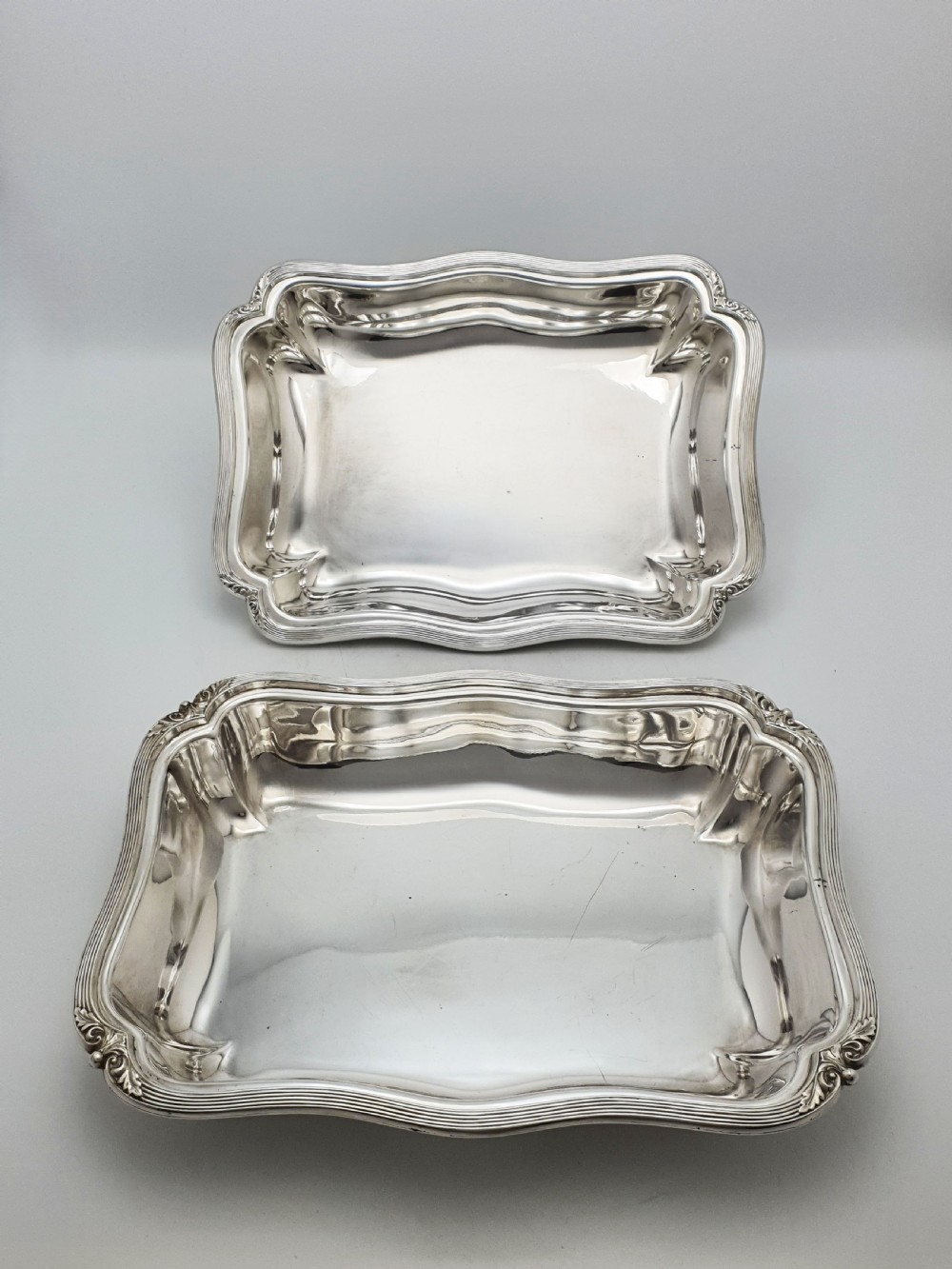 Pair of Fabulous Antique Edwardian Entrée Dishes with Rococo Borders – circa 1905 View IX