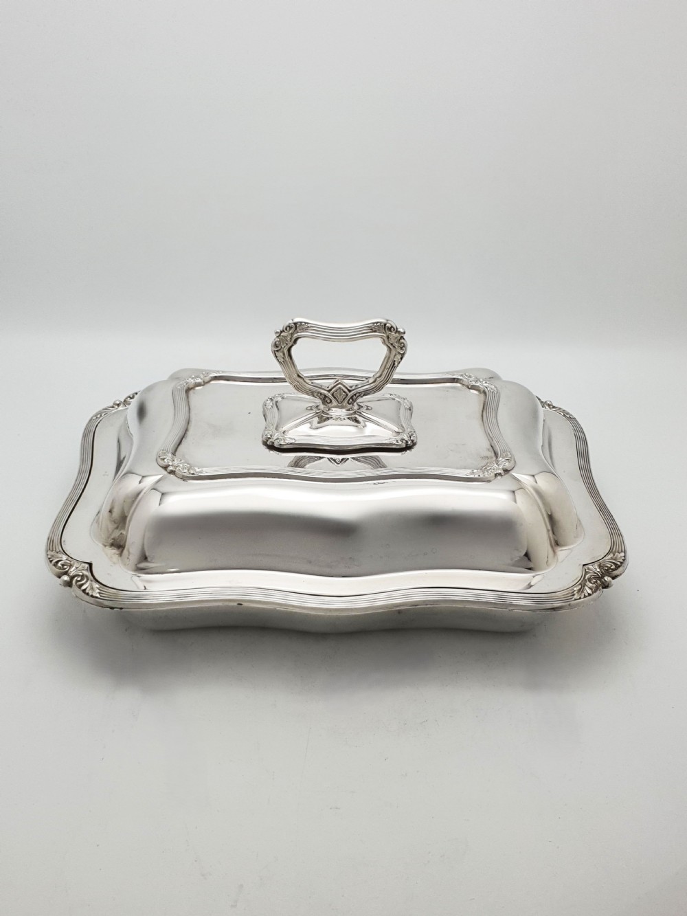 Pair of Fabulous Antique Edwardian Entrée Dishes with Rococo Borders – circa 1905 View XII