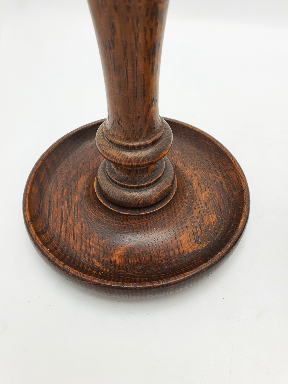 Lovely Pair of Turned Oak and Brass Candlesticks – circa 1920 View VII