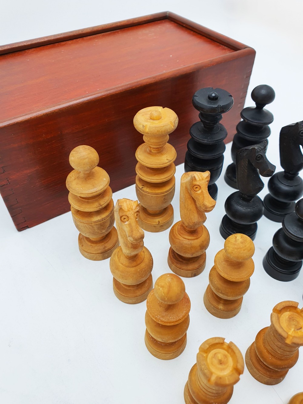 Nice Antique Regency Style Chess Set with Storage Box – circa 1920 View II