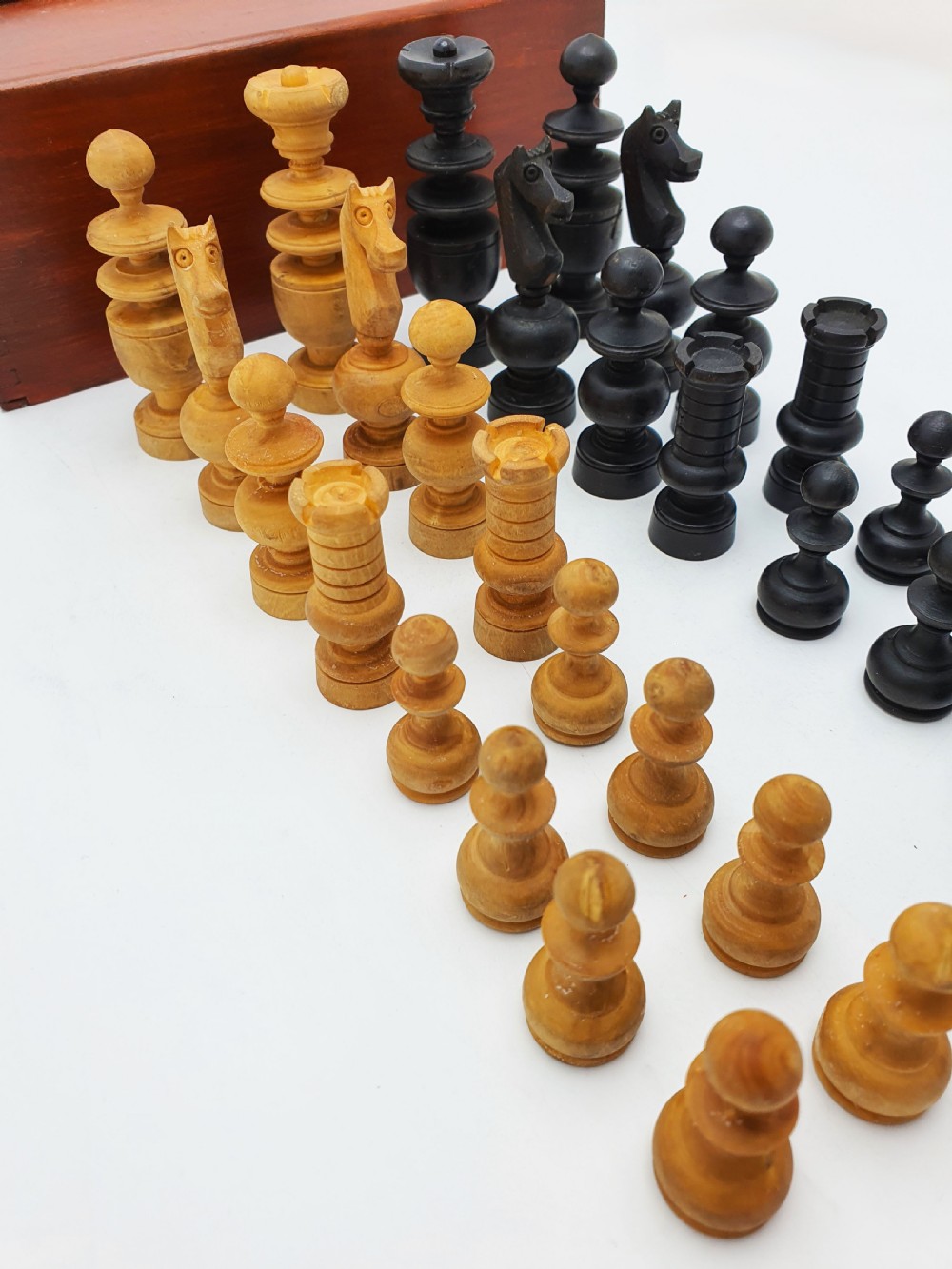 Nice Antique Regency Style Chess Set with Storage Box – circa 1920 View III
