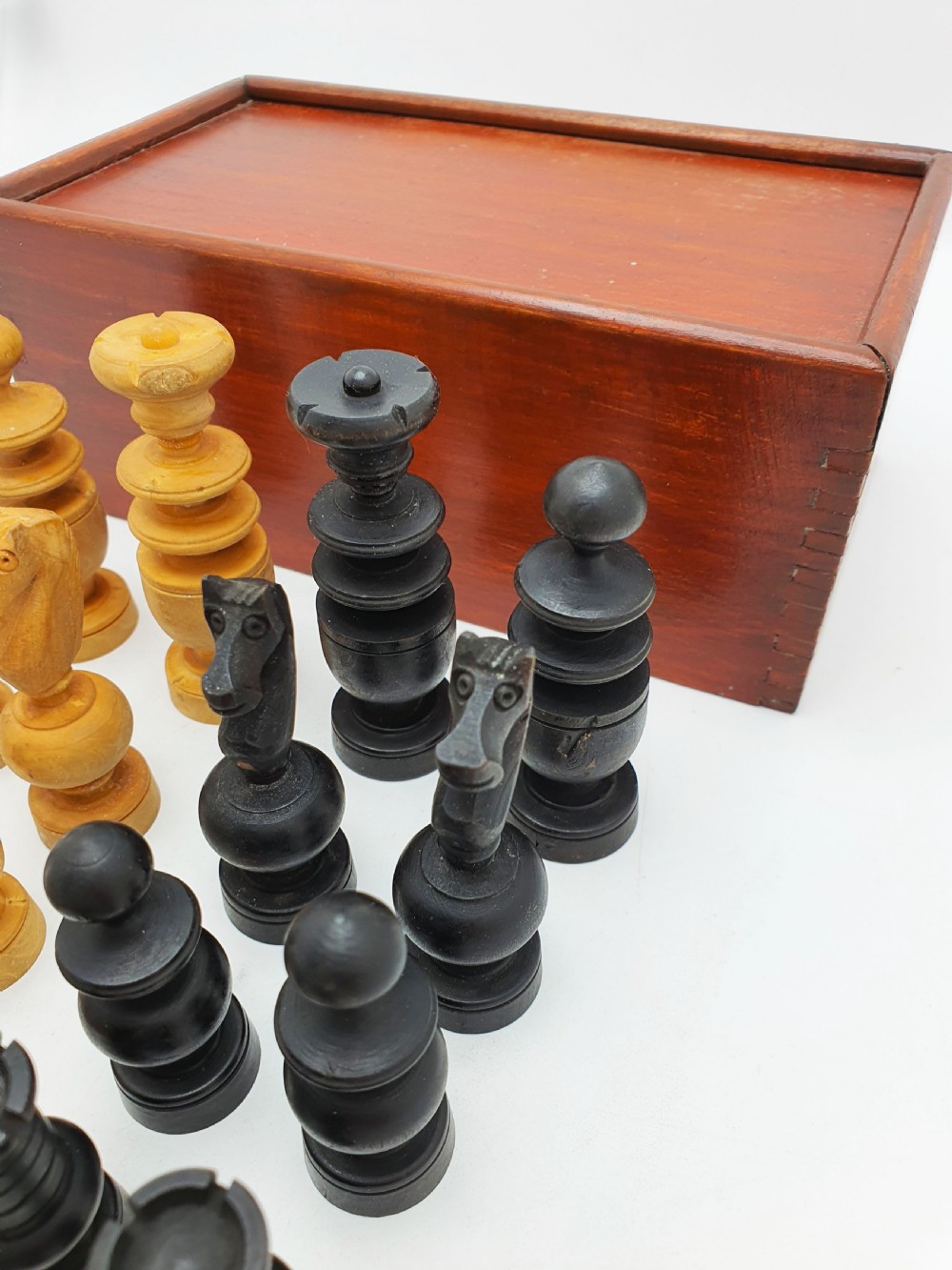 Nice Antique Regency Style Chess Set with Storage Box – circa 1920 View IV
