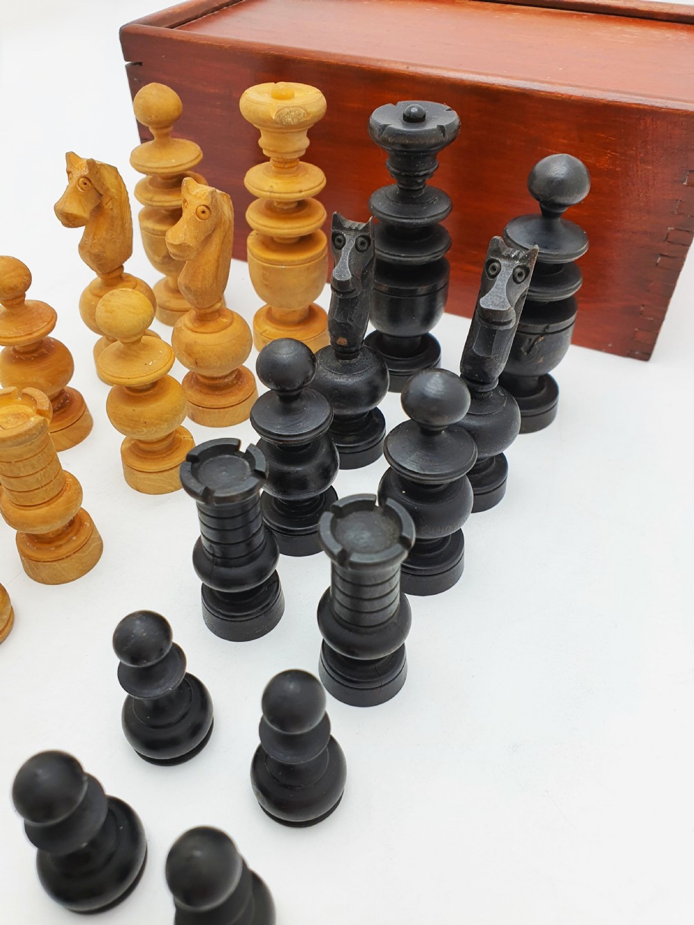 Nice Antique Regency Style Chess Set with Storage Box – circa 1920 View V