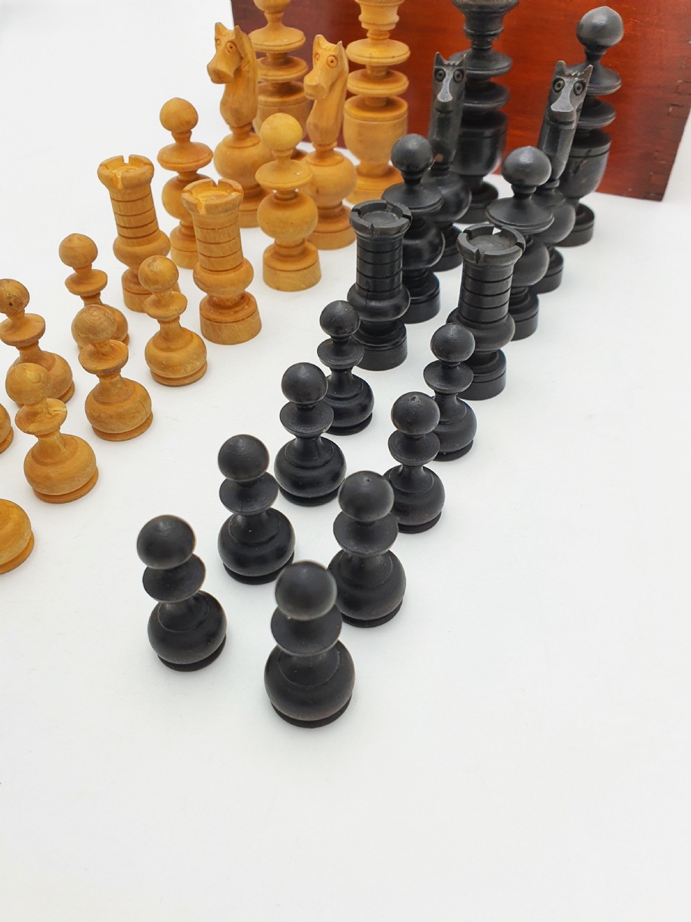 Nice Antique Regency Style Chess Set with Storage Box – circa 1920 View VI
