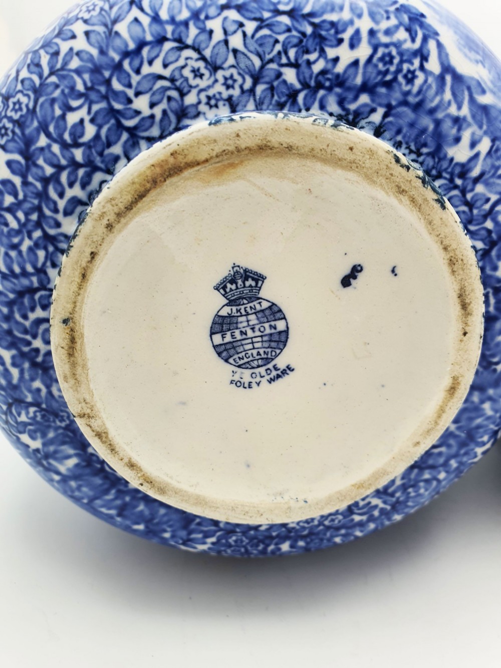 Lovely Large Pair of J. Kent Fenton Blue & White Transferware Vase – circa 1920 View VIII