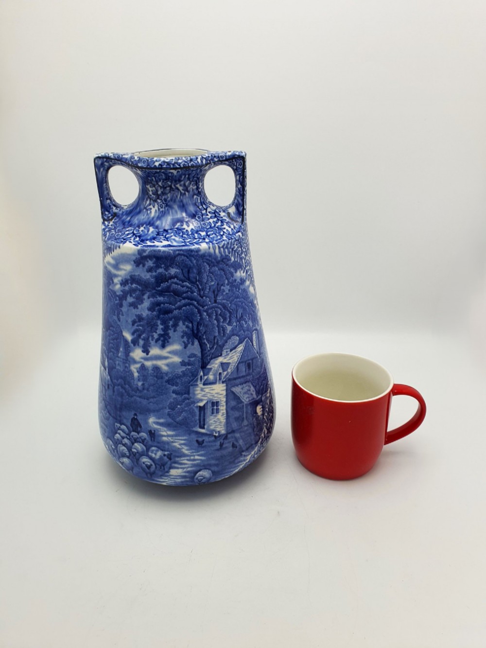 Lovely Large Pair of J. Kent Fenton Blue & White Transferware Vase – circa 1920 View X