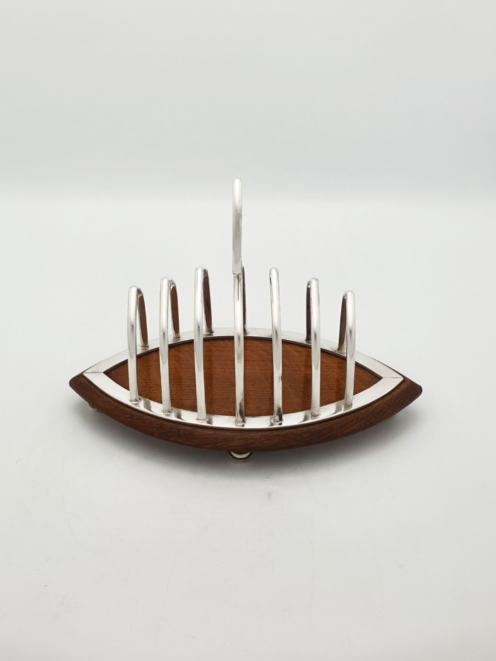 Lovely Antique Edwardian Silver Plated and Oak Toast Rack – circa  1905 View II