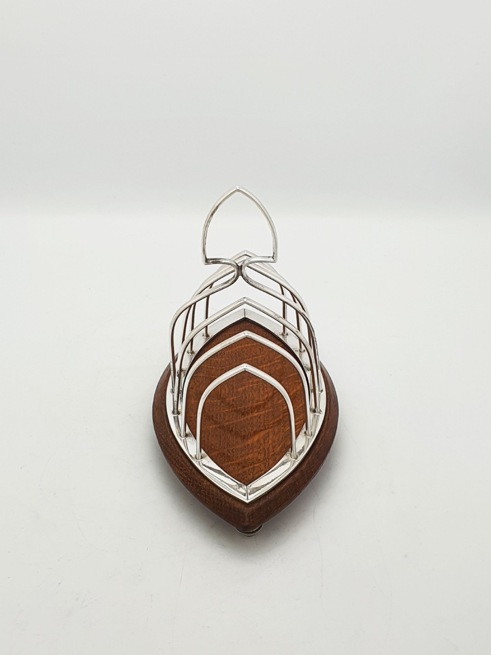 Lovely Antique Edwardian Silver Plated and Oak Toast Rack – circa  1905 View III