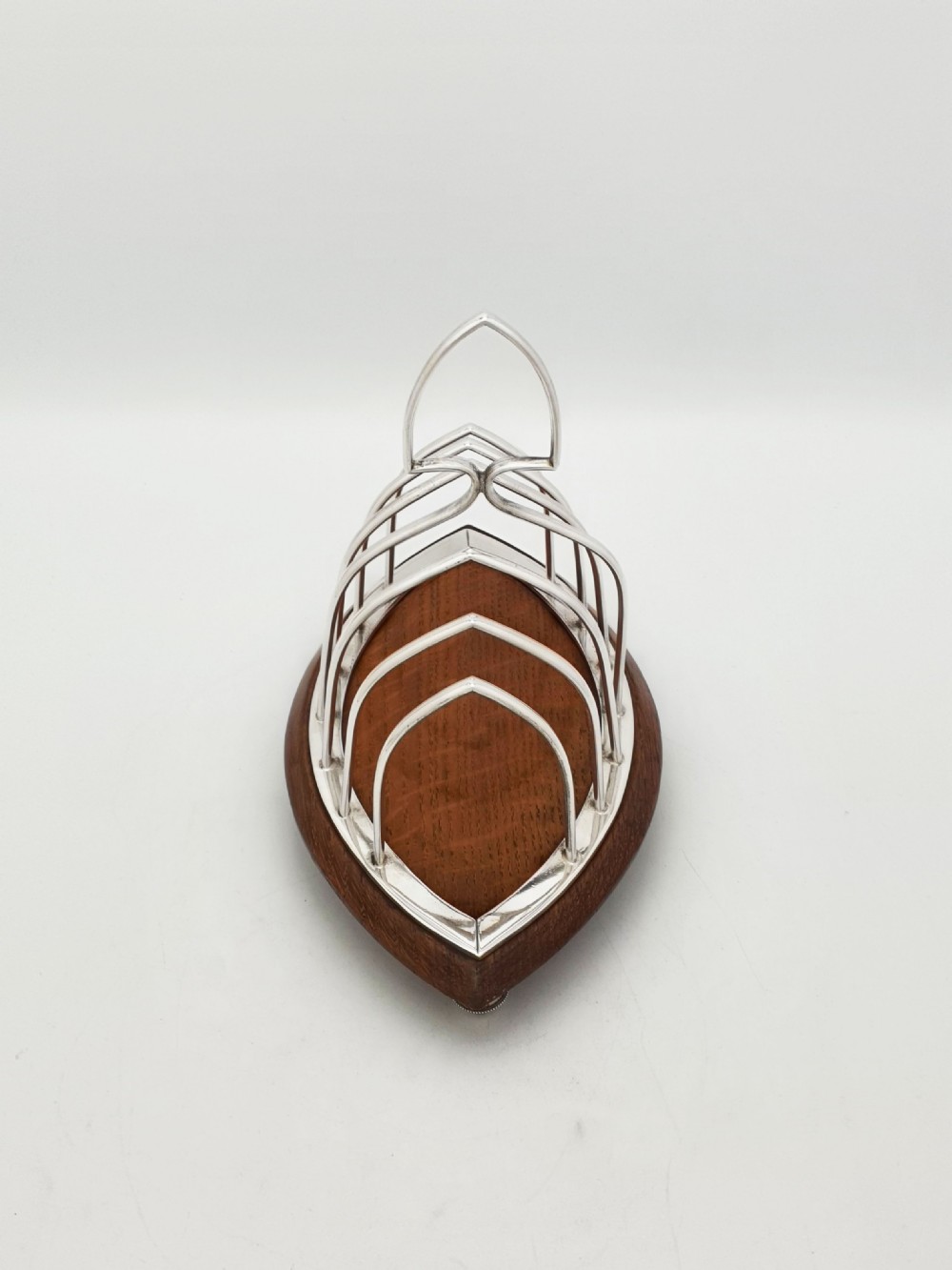 Lovely Antique Edwardian Silver Plated and Oak Toast Rack – circa  1905 View VI