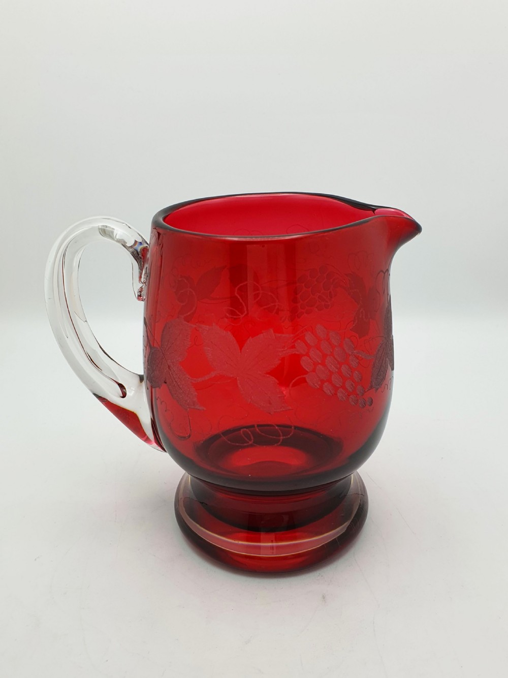 Beautiful Pair of Antique Ruby Red Glass Water Jugs - circa 1920  View II