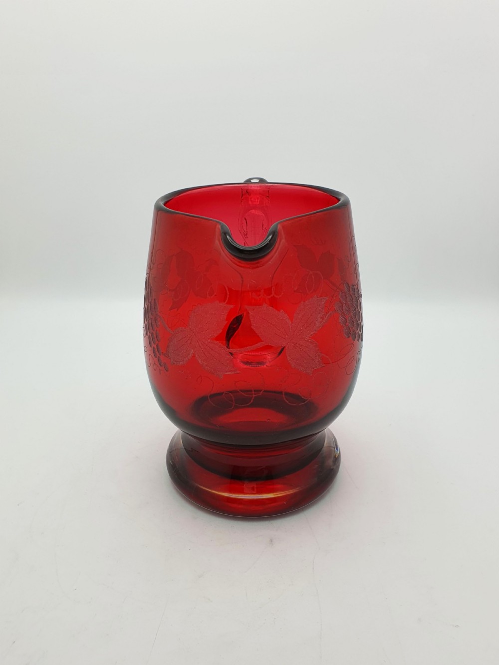 Beautiful Pair of Antique Ruby Red Glass Water Jugs - circa 1920  View III