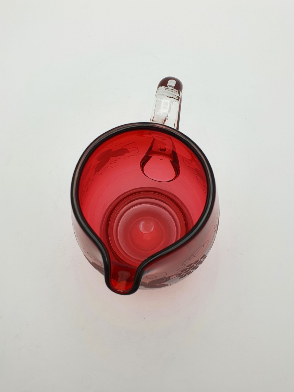 Beautiful Pair of Antique Ruby Red Glass Water Jugs - circa 1920  View XI