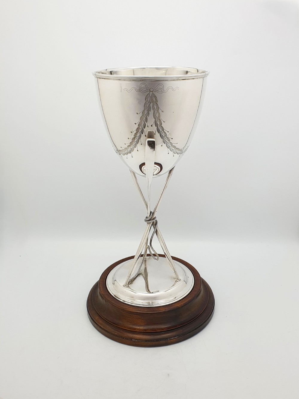 Antique Edwardian Silver Plated Rowing Trophy Cup with Oar Decoration – circa 1905 View II