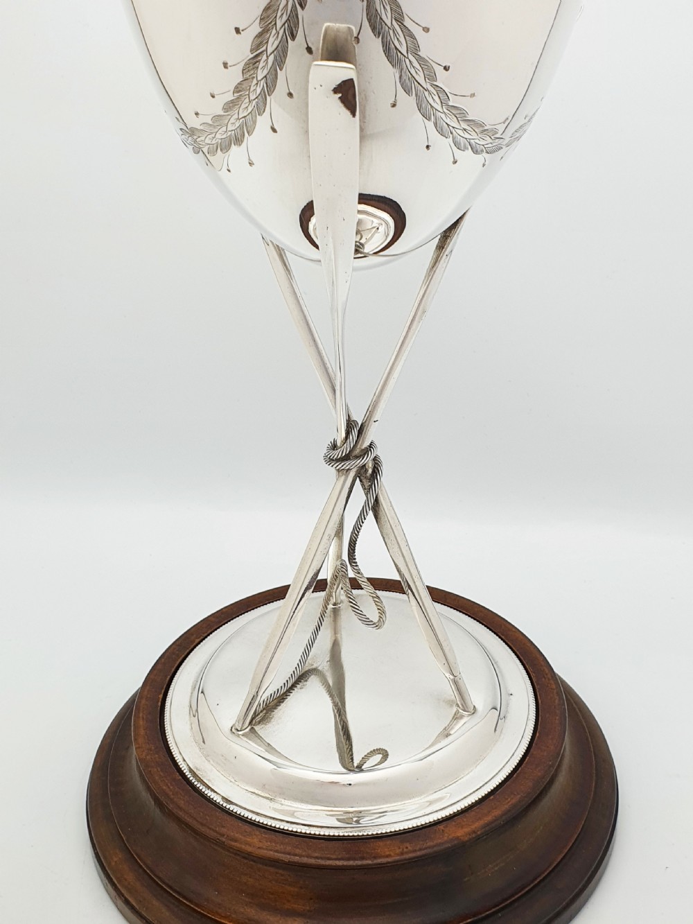 Antique Edwardian Silver Plated Rowing Trophy Cup with Oar Decoration – circa 1905 View IV