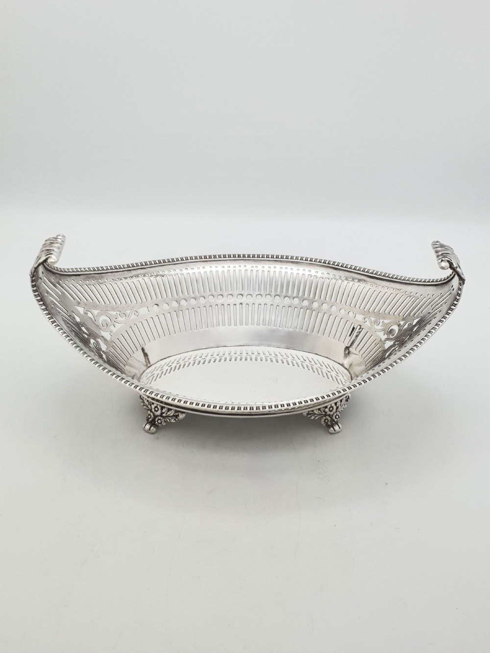 Antique Regency Style Pierced Bread Basket with Serving Fork – circa 1905 View II