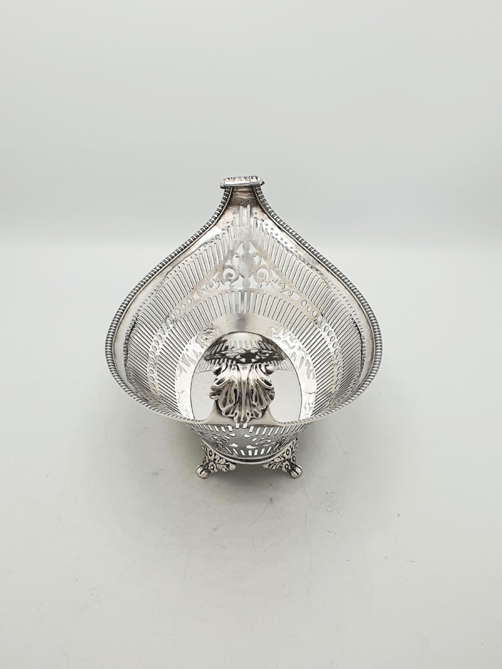 Antique Regency Style Pierced Bread Basket with Serving Fork – circa 1905 View III