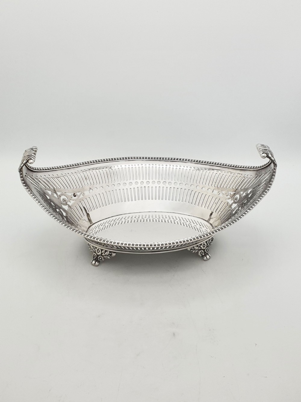Antique Regency Style Pierced Bread Basket with Serving Fork – circa 1905 View IV
