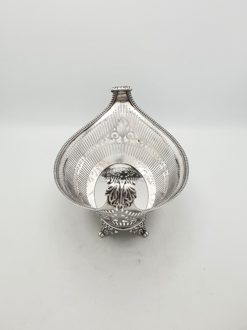 Antique Regency Style Pierced Bread Basket with Serving Fork – circa 1905 View V
