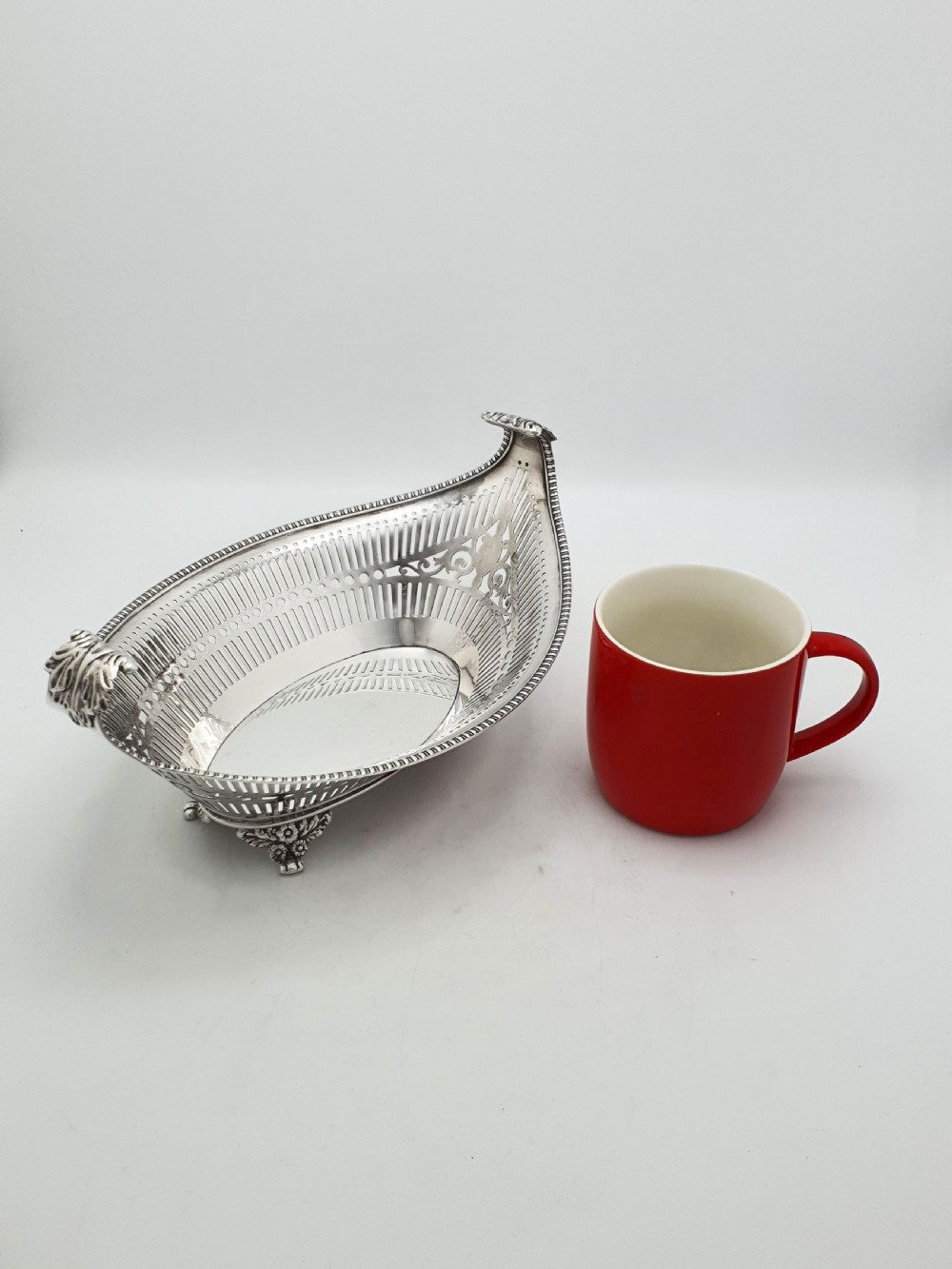 Antique Regency Style Pierced Bread Basket with Serving Fork – circa 1905 View VII