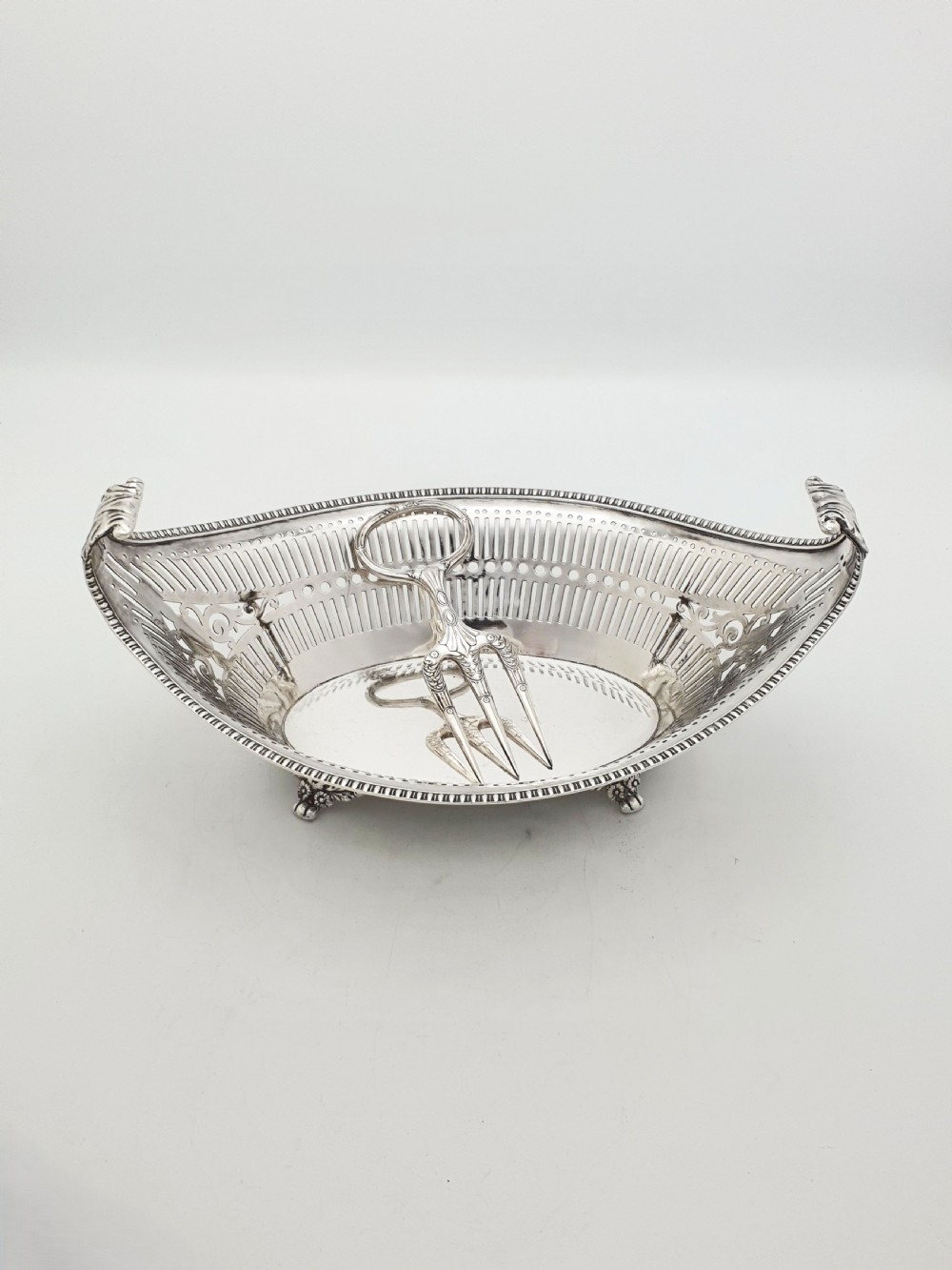 Antique Regency Style Pierced Bread Basket with Serving Fork – circa 1905 View VIII