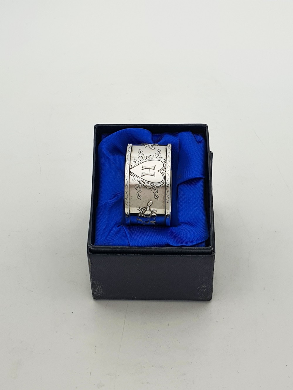 Gorgeous Antique Victorian Sterling Silver Love Token Napkin Ring - 1893