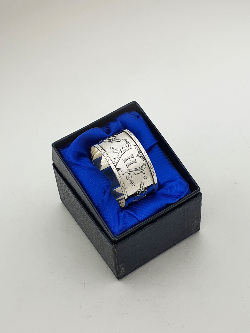 Gorgeous Antique Victorian Sterling Silver Love Token Napkin Ring - 1893 View II