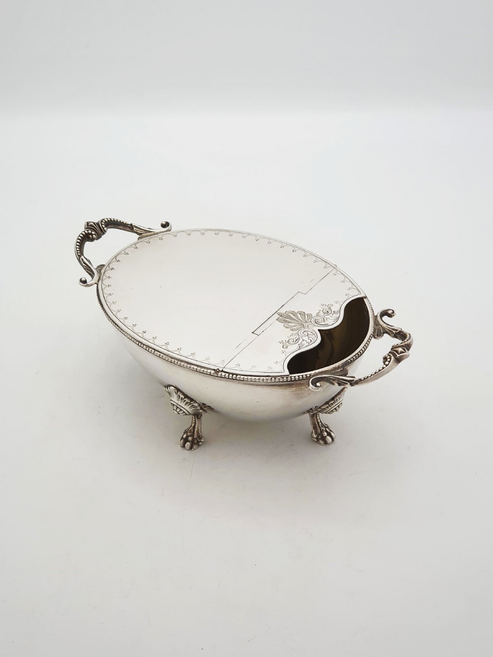 Ornate Antique Victorian Spoon Warmer with Lions Paw Feet – circa 1880