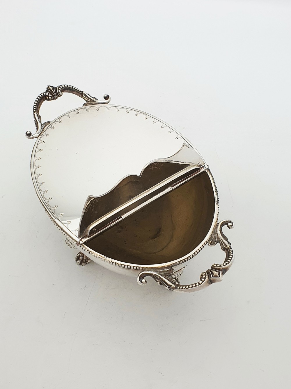 Ornate Antique Victorian Spoon Warmer with Lions Paw Feet – circa 1880 View IV