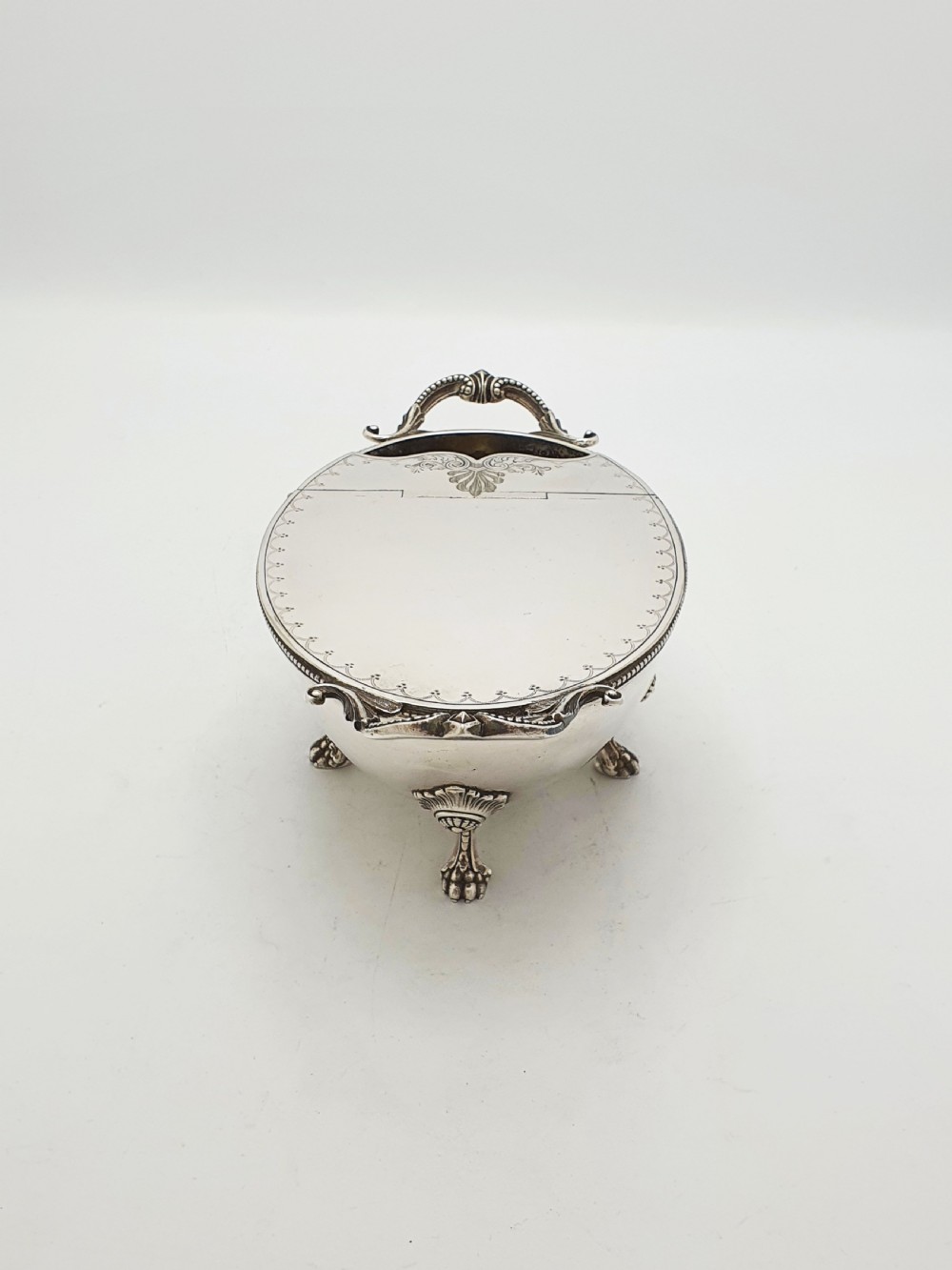 Ornate Antique Victorian Spoon Warmer with Lions Paw Feet – circa 1880 View VII