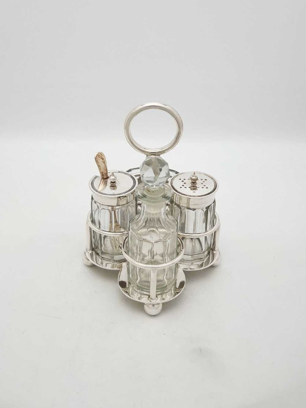 RAF Silver Plated Cruet Set With Glass Bottles By Walker & Hall – circa 1930 View V