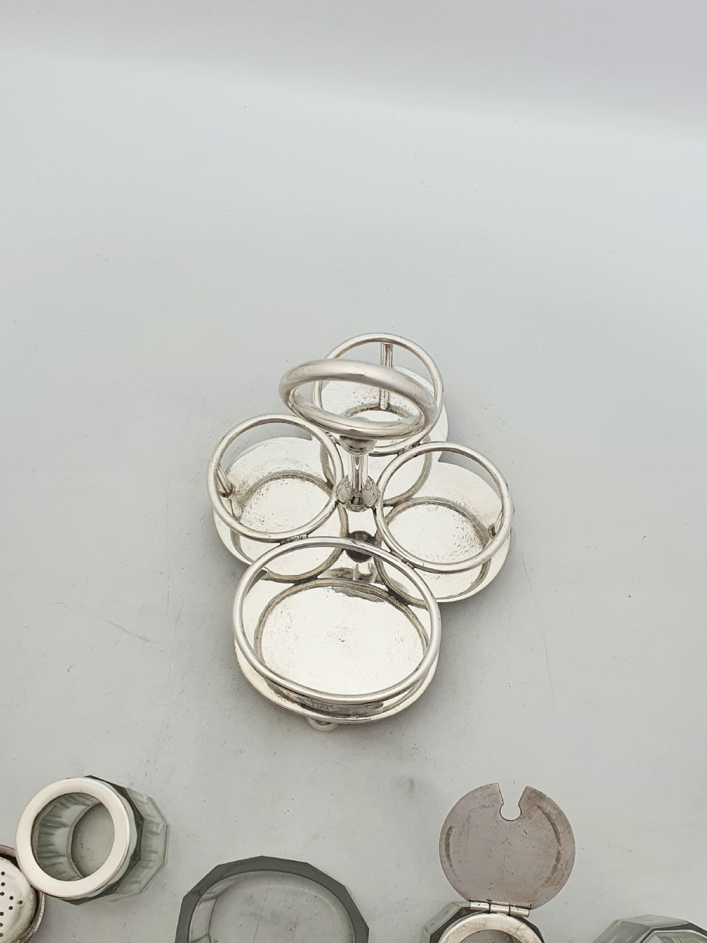 RAF Silver Plated Cruet Set With Glass Bottles By Walker & Hall – circa 1930 View VII
