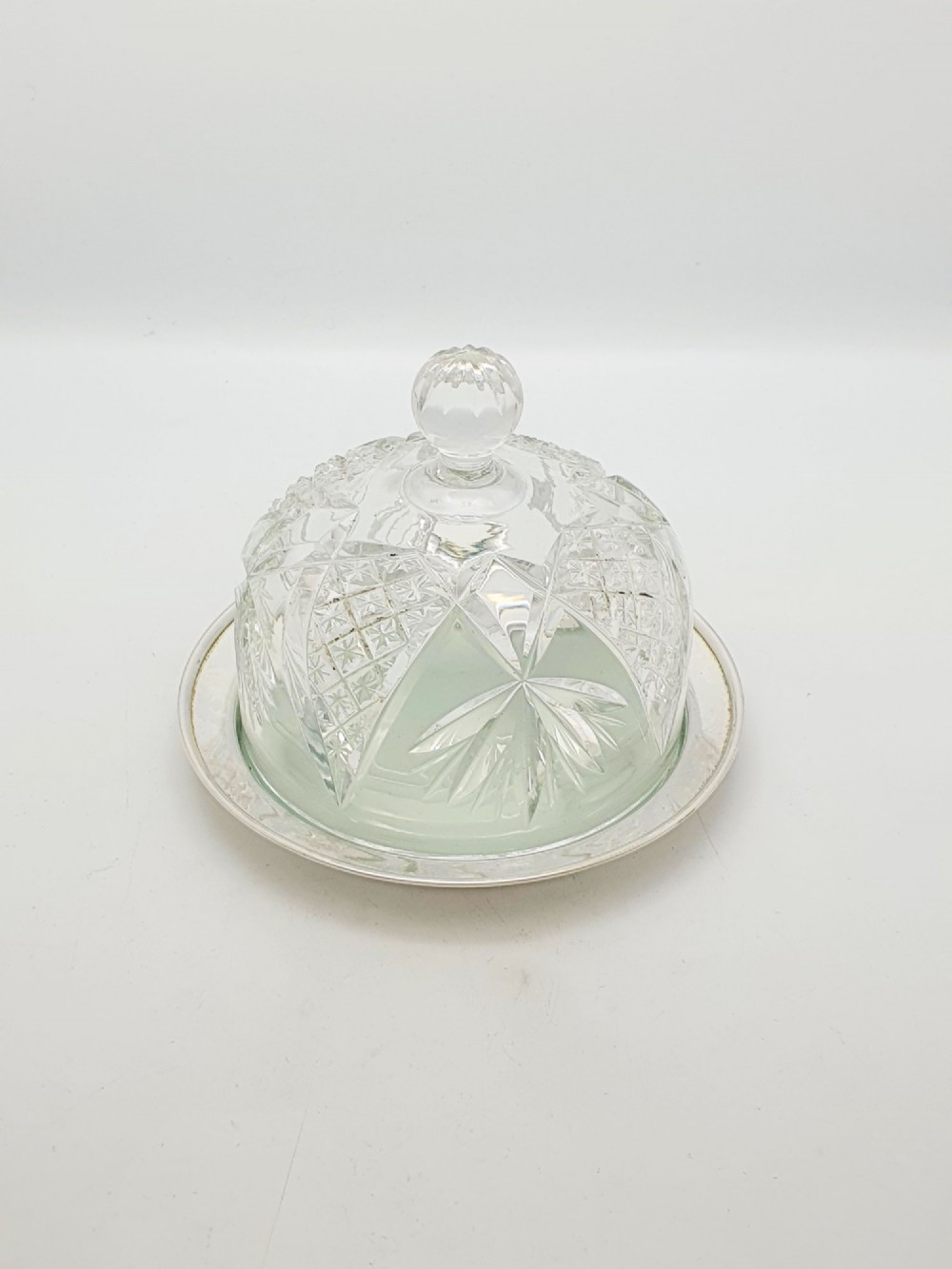Lovely Antique Silver Plated Cheese Dish With Cut Glass Dome – circa 1920