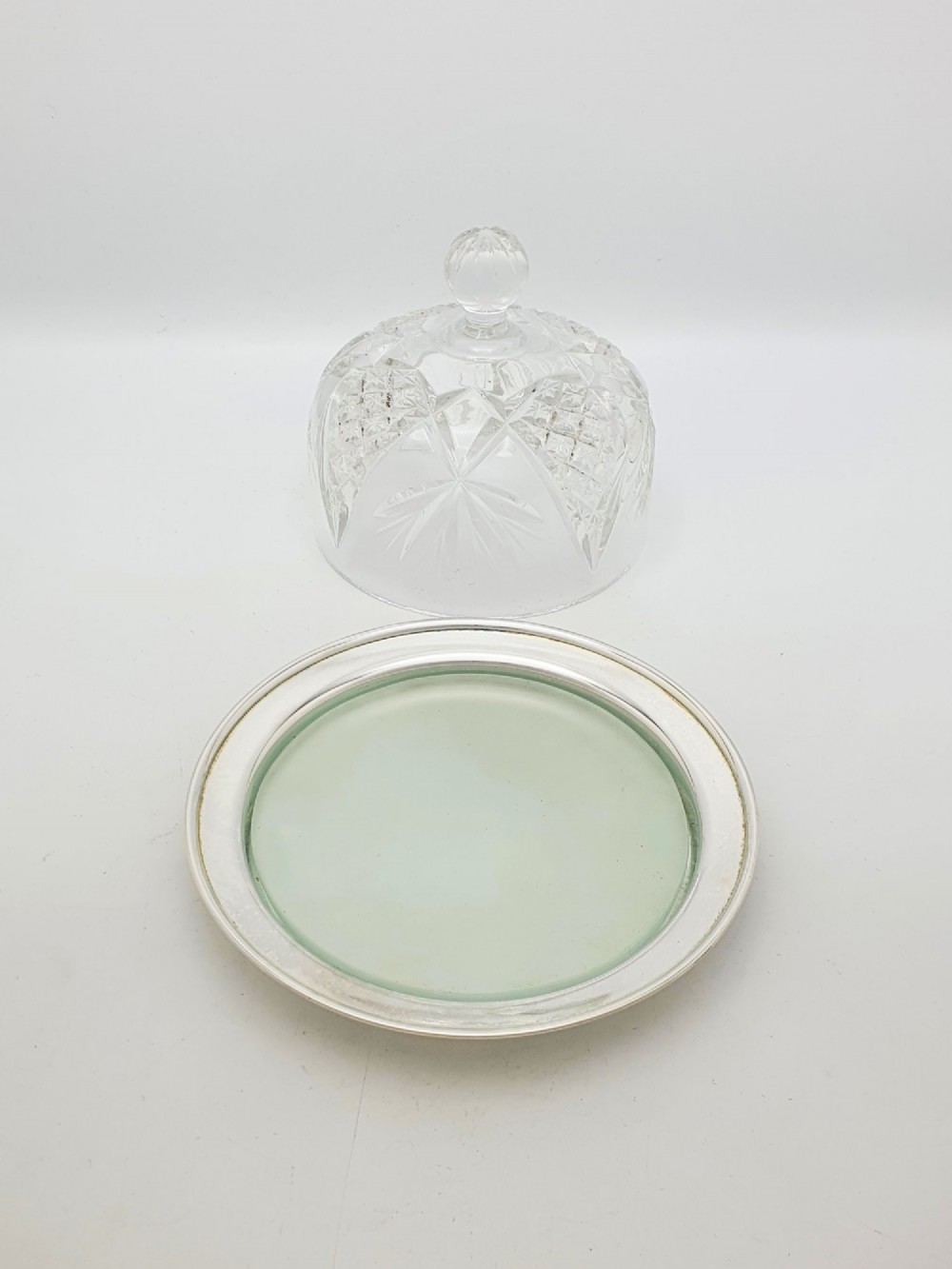 Lovely Antique Silver Plated Cheese Dish With Cut Glass Dome – circa 1920 View II