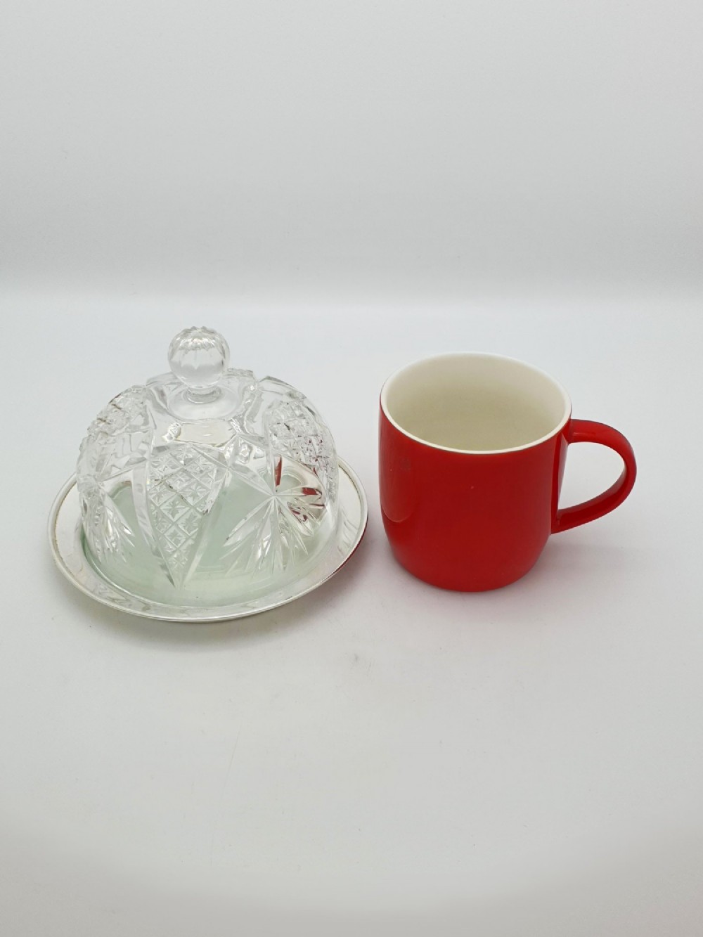 Lovely Antique Silver Plated Cheese Dish With Cut Glass Dome – circa 1920 View VI